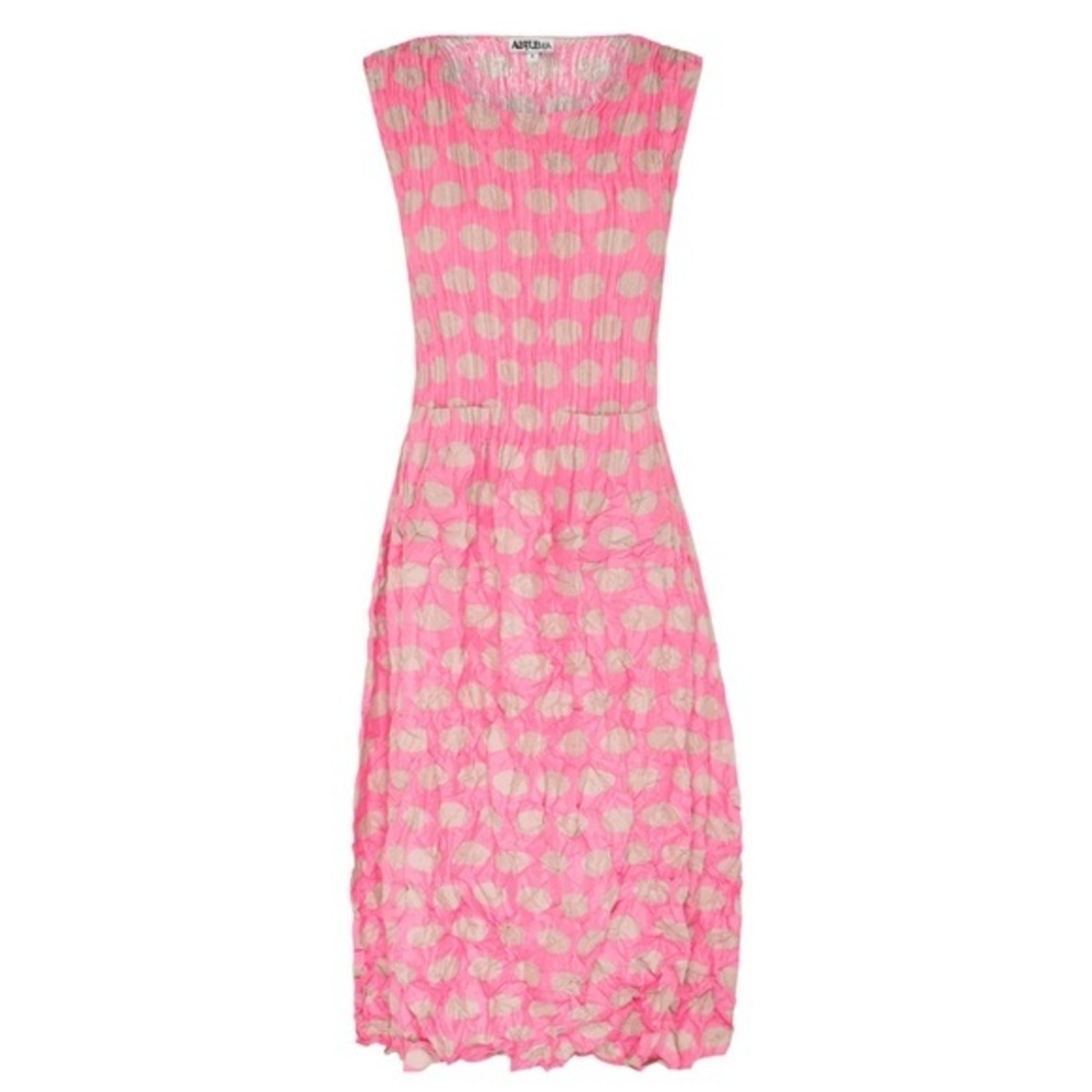 Alquema Crinkle Smash Pocket Dress 0 Pink Beige Elliptical Spot